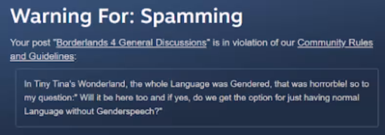 Borderlands Steam Forumas - spamas